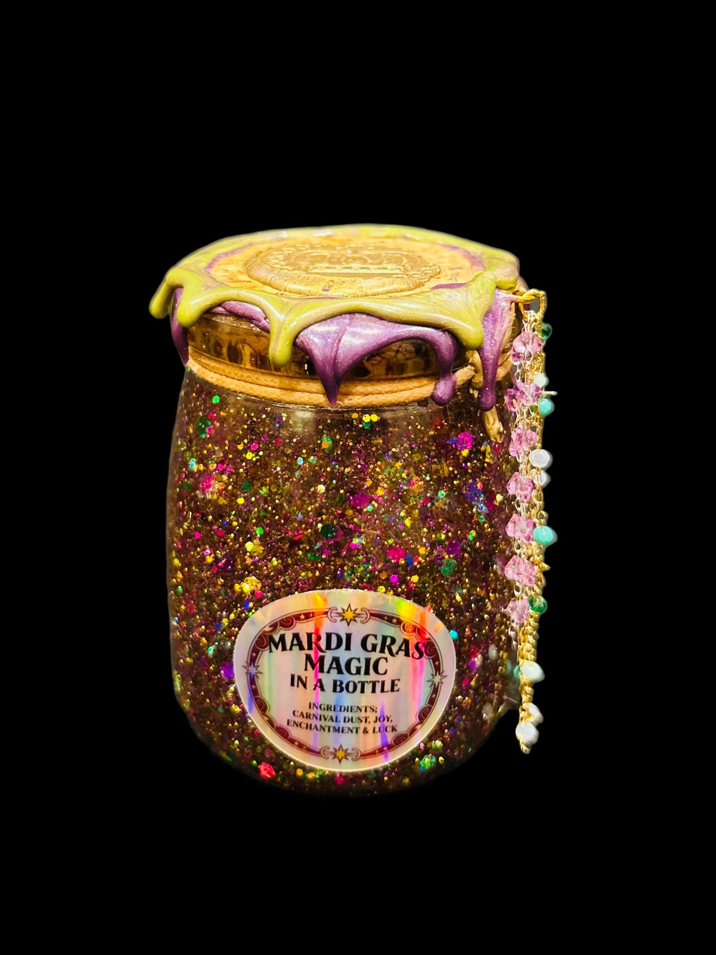 MARDI GRAS MAGIC 'SNOWGLOBE' IN A BOTTLE
