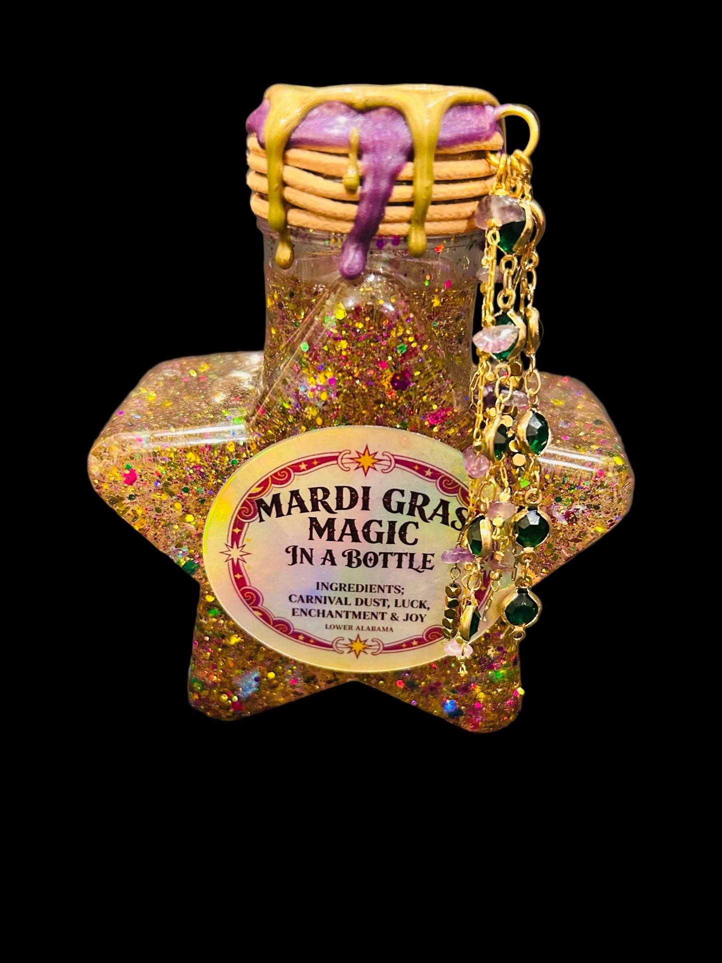 MARDI GRAS MAGIC 'SNOWGLOBE' IN A BOTTLE