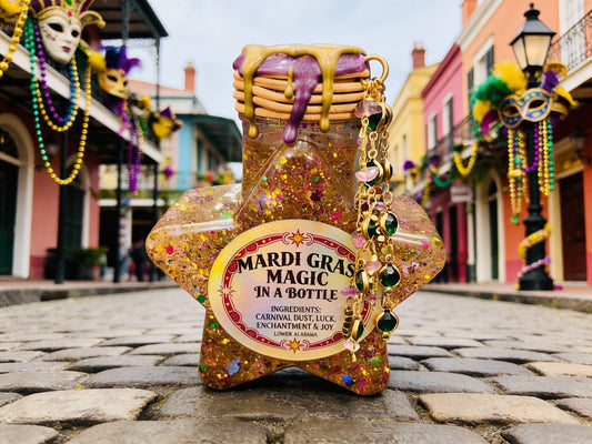 MARDI GRAS MAGIC 'SNOWGLOBE' IN A BOTTLE
