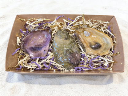 MARDI GRAS 'TRINITY' SHELL ORNAMENT SET OF (3)